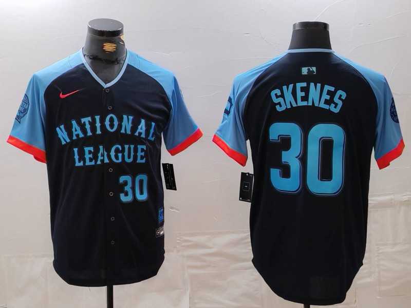 Mens Pittsburgh Pirates #30 Paul Skenes Number Navy 2024 All Star Limited Stitched Jersey